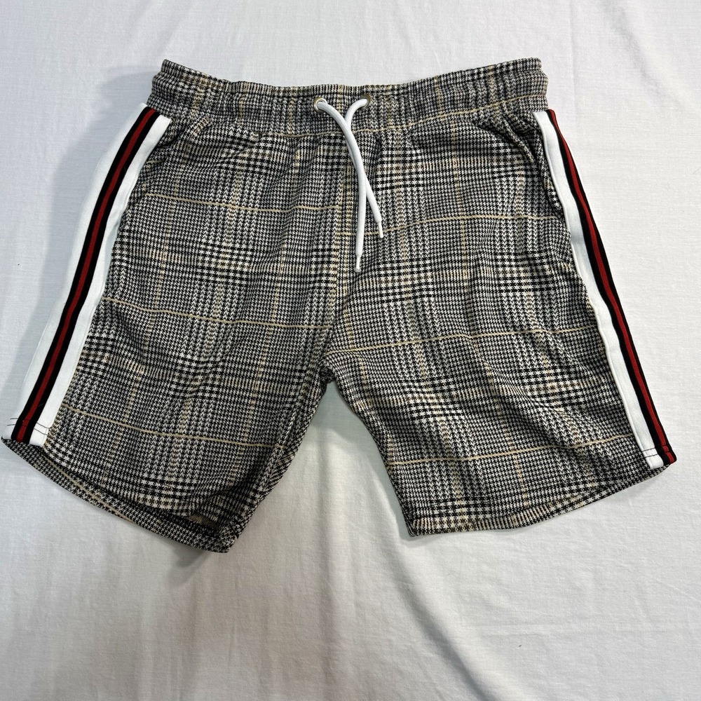 BooHoo Man Plaid Multicolor Men's Large Stretch Drawstring Thick Knit Shorts